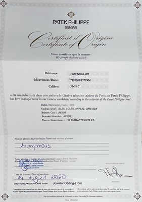 Lot 55 - Patek Philippe Stainless Steel and Diamond 'Twenty-4' Wristwatch