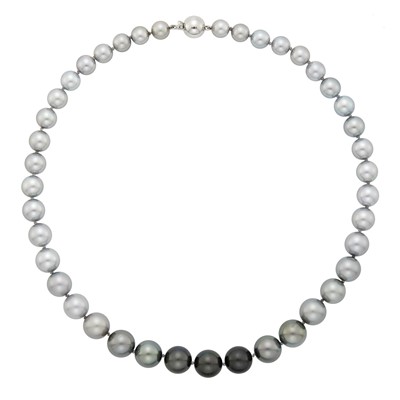 Lot 1208 - Tahitian Gray Cultured Pearl Necklace with White Gold Ball Clasp