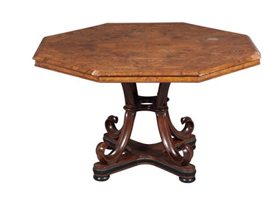 Lot 310 - English Walnut and Mahogany Center Table