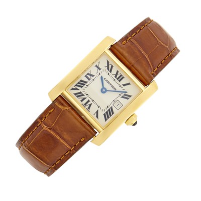 Lot 1014 - Cartier Gold ‘Tank Francaise’ Wristwatch, Ref. 2466