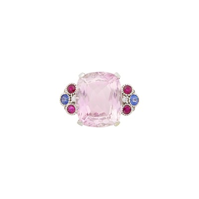 Lot 1126 - Tiffany & Co. Platinum, Kunzite, Ruby, Sapphire and Diamond Ring