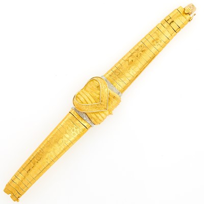 Lot 2160 - Omega Two-Color Gold Bracelet-Watch