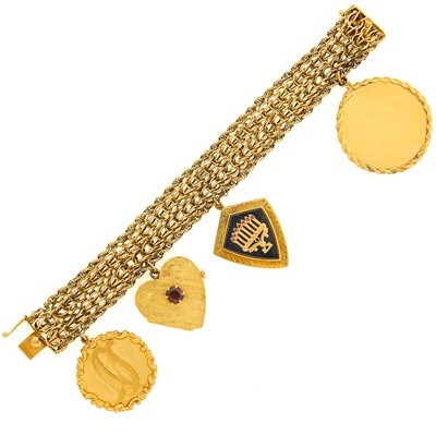 Lot 1165 - Gold and Gold Charm Bracelet