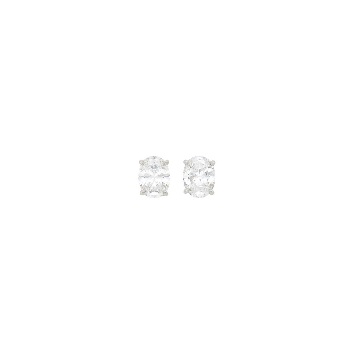 Lot 1145 - Pair of Platinum and Diamond Stud Earrings