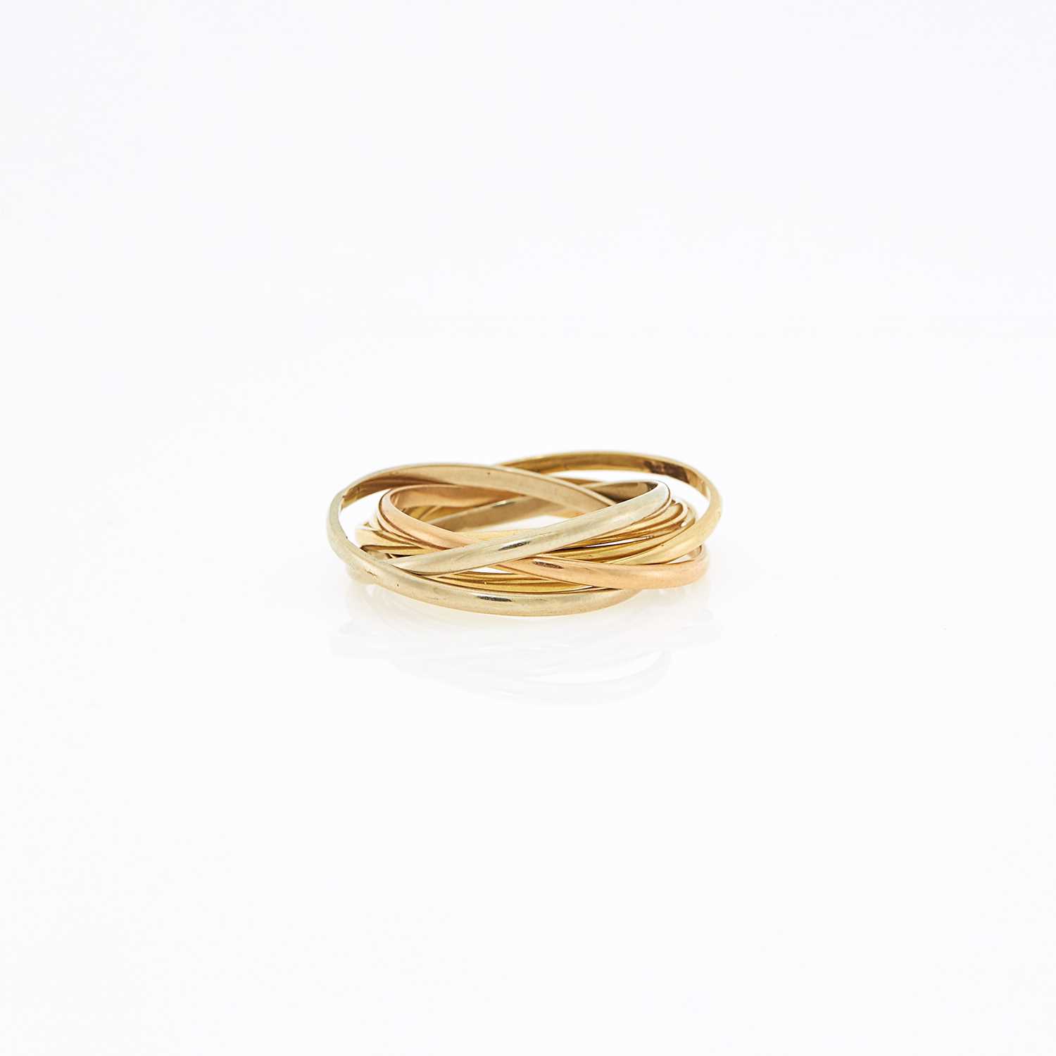 Lot 1045 - Cartier Tricolor Gold 'Trinity' Rolling Band Ring, France