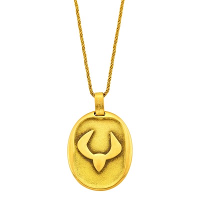 Lot 3 - Cartier Paris Gold 'Taurus' Pendant with Gold Chain Necklace