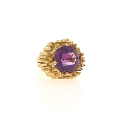 Lot 2037 - Gold, Amethyst and Diamond Ring