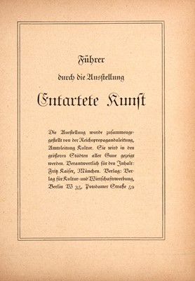 Lot 274 - The catalogue of "Degenerate Art"