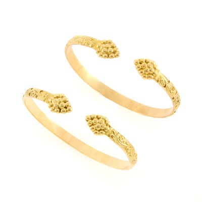 Lot 1176 - Pair of Gold Bangle Bracelets