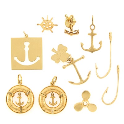 Lot 1199 - Group of Gold Nautical Charms