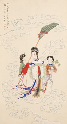 Lot 296 - A Chinese School Painting of an Immortal and Attendants