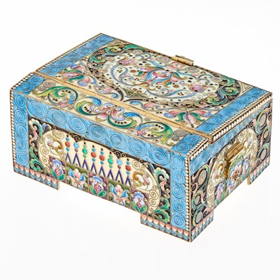 Lot 108 - Russian Silver and Cloisonné Enamel Covered Box
