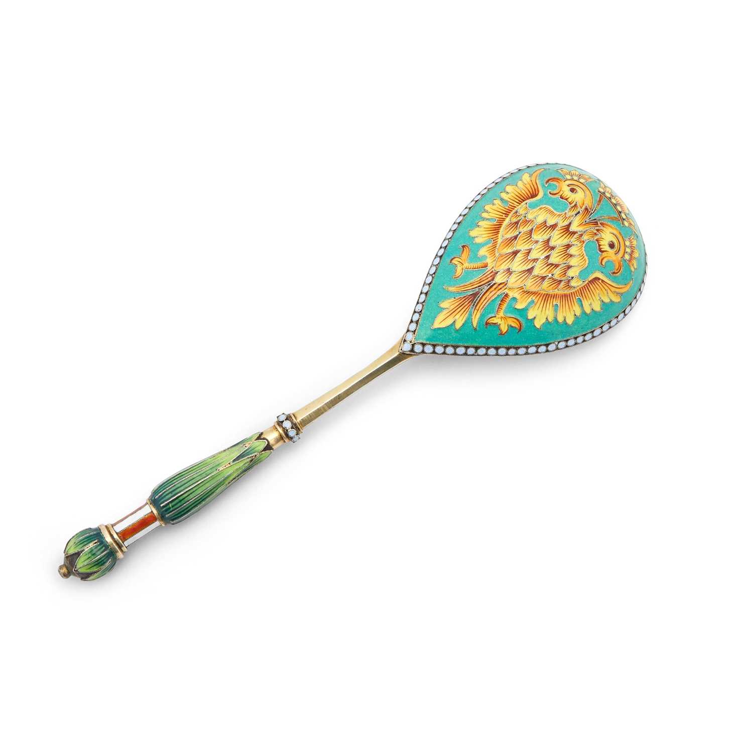 Lot 543 - Russian Silver-Gilt and Cloisonné Enamel Spoon