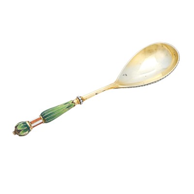 Lot 543 - Russian Silver-Gilt and Cloisonné Enamel Spoon