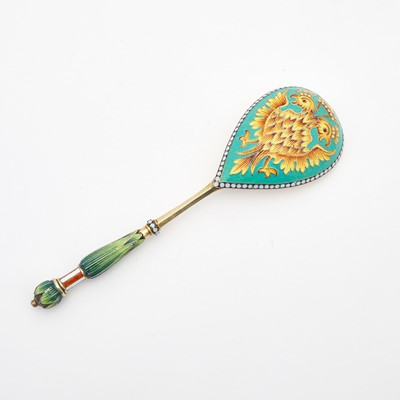 Lot 543 - Russian Silver-Gilt and Cloisonné Enamel Spoon