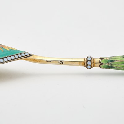 Lot 543 - Russian Silver-Gilt and Cloisonné Enamel Spoon