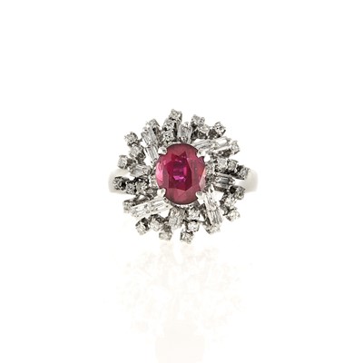Lot 2096 - White Gold, Pink Sapphire and Diamond Ring