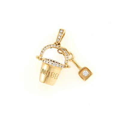 Lot 1187 - Gold and Diamond 'Sanibel Island' Pail and Shovel Pendant