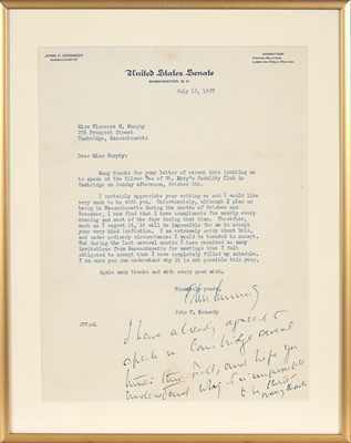 Lot 118 - A Kennedy typed letter signed as Senator