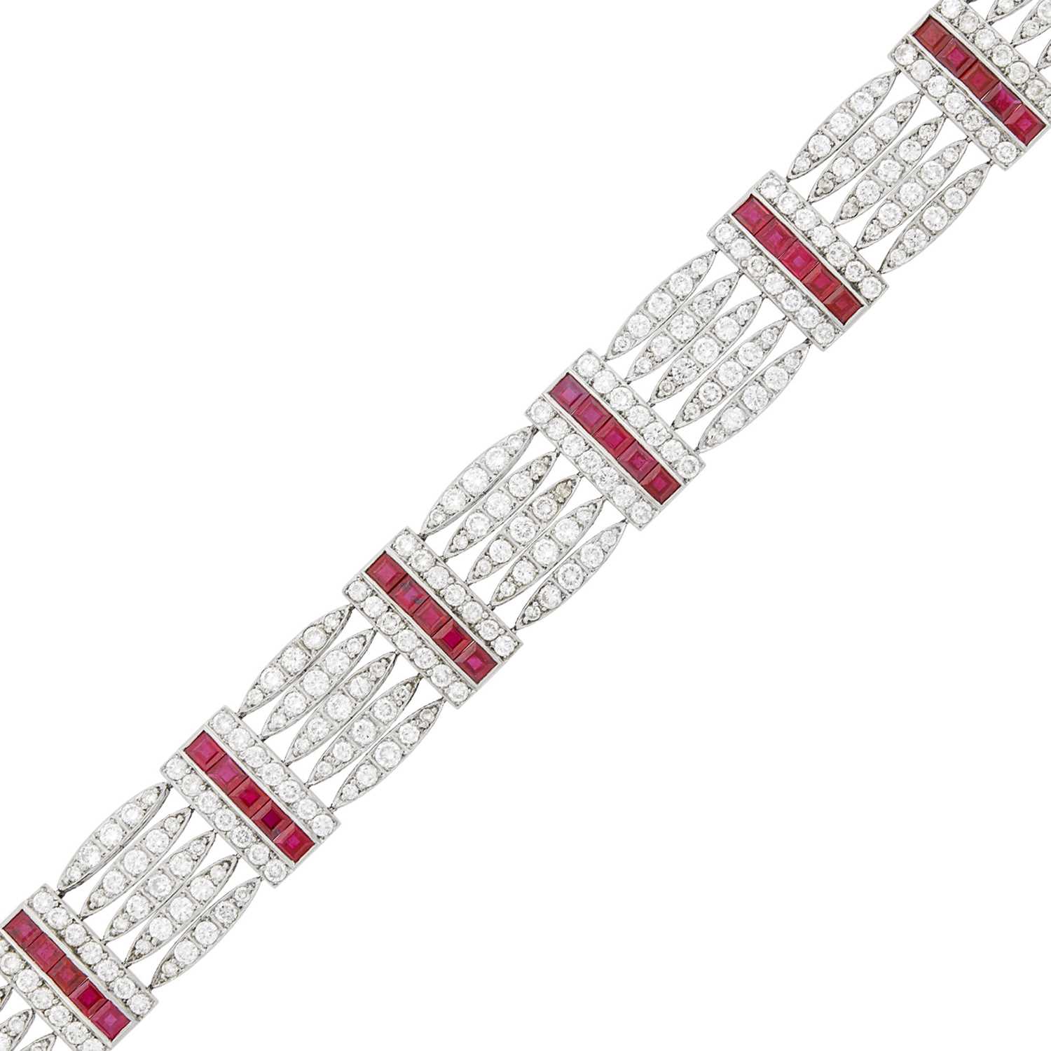 Lot 63 - Platinum, Diamond and Ruby Bracelet