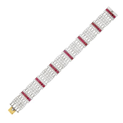 Lot 63 - Platinum, Diamond and Ruby Bracelet
