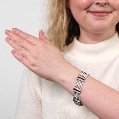 Lot 63 - Platinum, Diamond and Ruby Bracelet