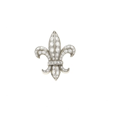 Lot 2134 - Platinum and Diamond Fleur-De-Lis Pendant