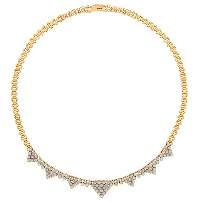 Lot 2185 - Gold and Diamond Necklace