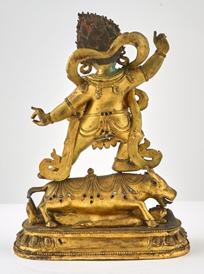 Lot 752 - A Tibetan Gilt Bronze Figure of Yama