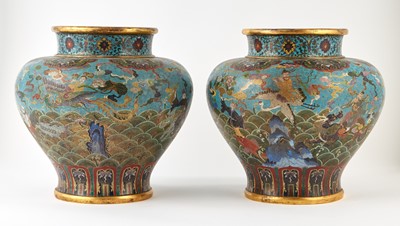 Lot 521 - A Pair of Chinese Cloisonne Eight Immortal Jars