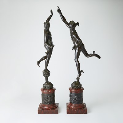 Lot 419 - Pair of Patinated-Bronze Figures of Mercury and Fortuna