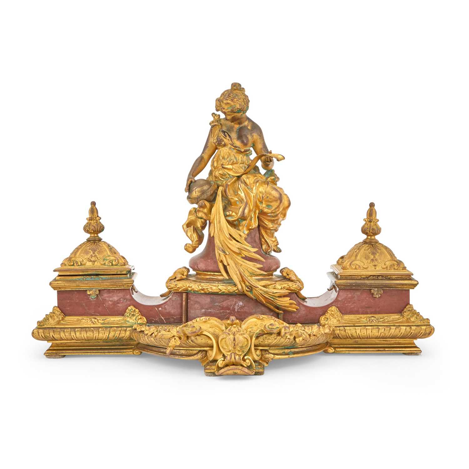 Lot 263 - Napoleon III Gilt-Bronze and Rouge Marble Encrier