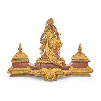 Lot 216 - Napoleon III Gilt-Bronze and Rouge Marble Encrier