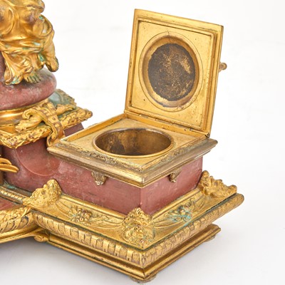 Lot 263 - Napoleon III Gilt-Bronze and Rouge Marble Encrier