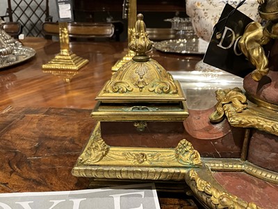 Lot 263 - Napoleon III Gilt-Bronze and Rouge Marble Encrier