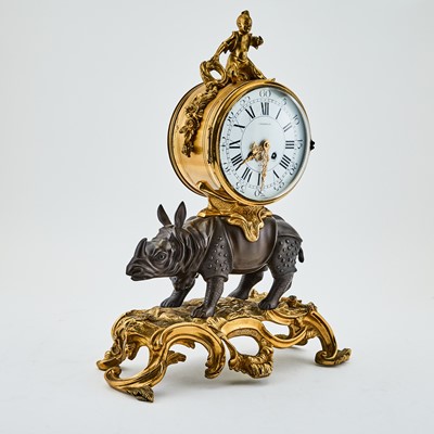 Lot 193 - Louis XV Style Gilt and Patinated Bronze Mantel Clock