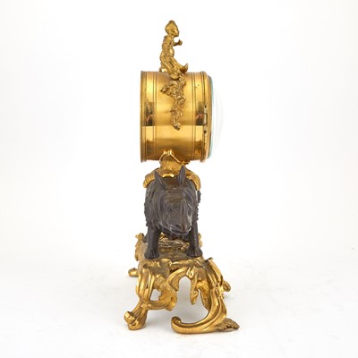 Lot 193 - Louis XV Style Gilt and Patinated Bronze Mantel Clock