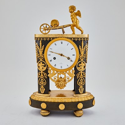 Lot 208 - Empire Gilt and Patinated-Bronze Mantel Clock