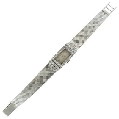Lot 1094 - White Gold, Platinum and Diamond Bracelet-Watch