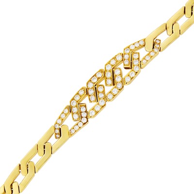 Lot 22 - Van Cleef & Arpels Gold and Diamond Curb Link Bracelet, France