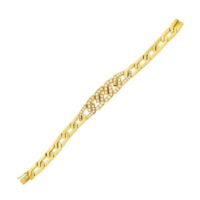 Lot 22 - Van Cleef & Arpels Gold and Diamond Curb Link Bracelet, France