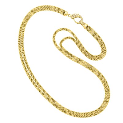 Lot 1008 - Long Double Strand Gold Curb Link and Diamond Chain Necklace