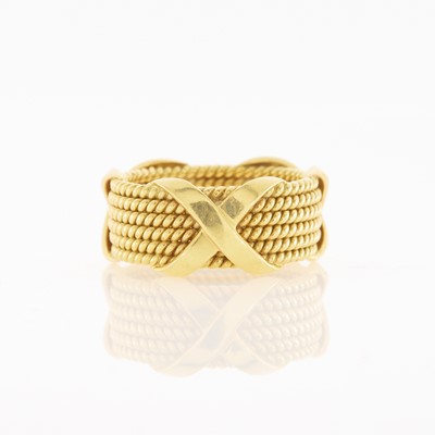 Lot 2015 - Tiffany & Co., Schlumberger Gold 'Rope Six Row X' Band Ring