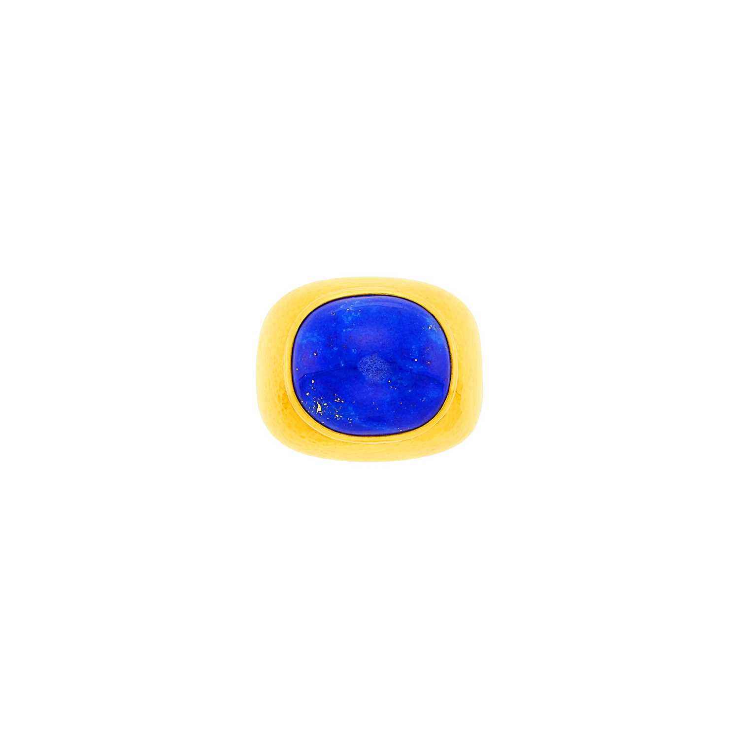 Lot 1153 - Zolotas High Karat Hammered Gold and Lapis Ring