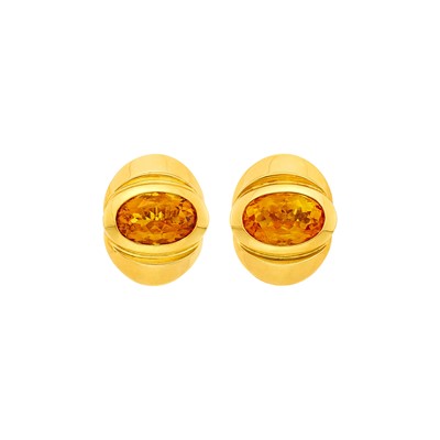 Lot 1013 - Marina B Pair of Gold and Citrine Earclips