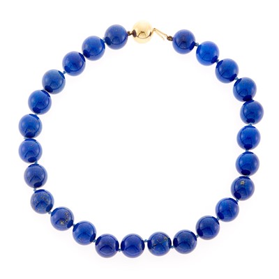 Lot 2054 - Gold and Lapis Bead Necklace