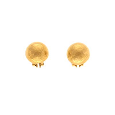 Lot 2031 - Pair of Gurhan Hammered Gold Dome Earrings