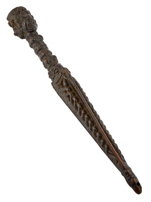 Lot 544 - A Large Tibetan Carved Wooden Phurba