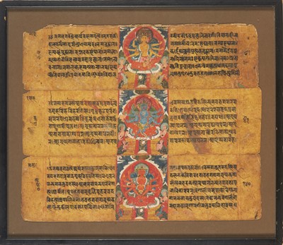 Lot 548 - Three Nepalese Painted Sutra Leaves