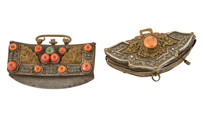 Lot 563 - Two Tibetan Leather and Mixed Metal Accessory Cases